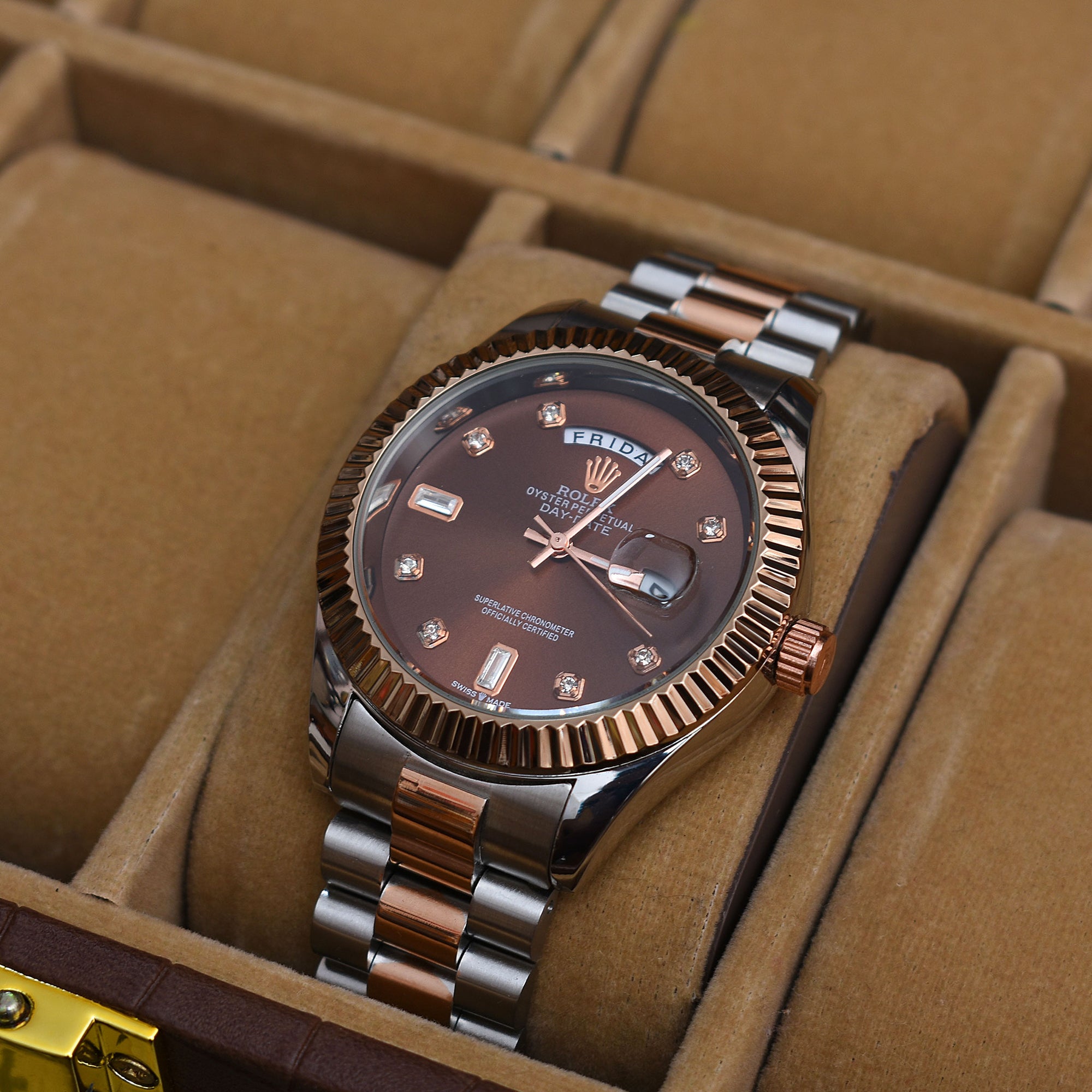 Brevick Rolex Silver & Copper Day & Date