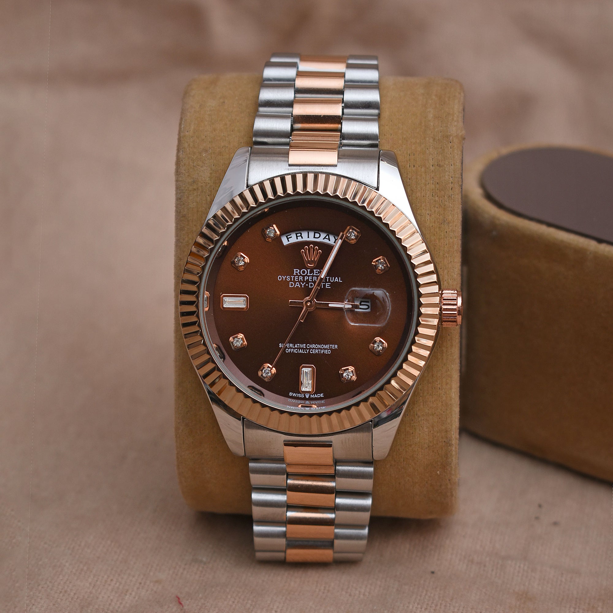 Brevick Rolex Silver & Copper Day & Date