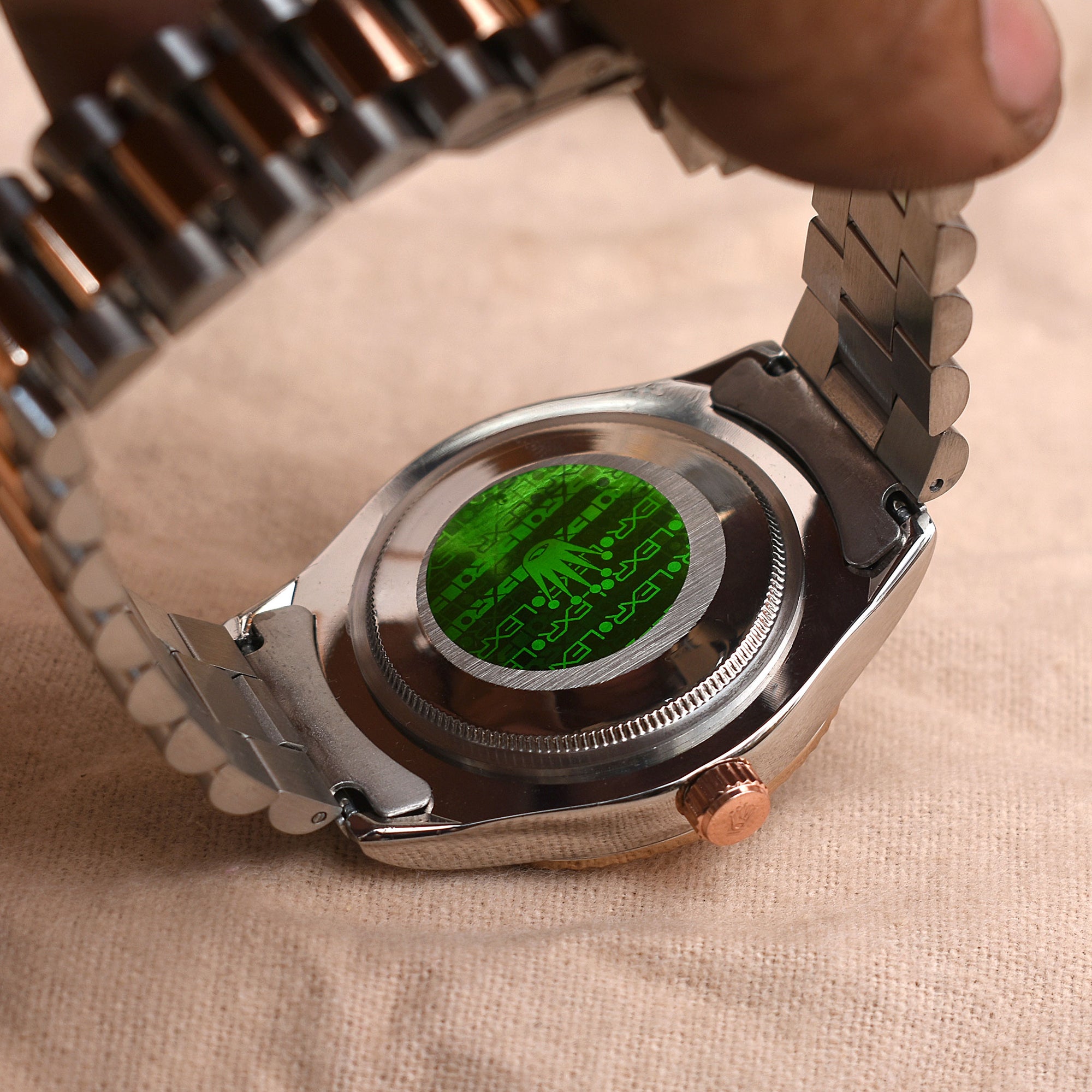 Brevick Rolex Silver & Copper Day & Date