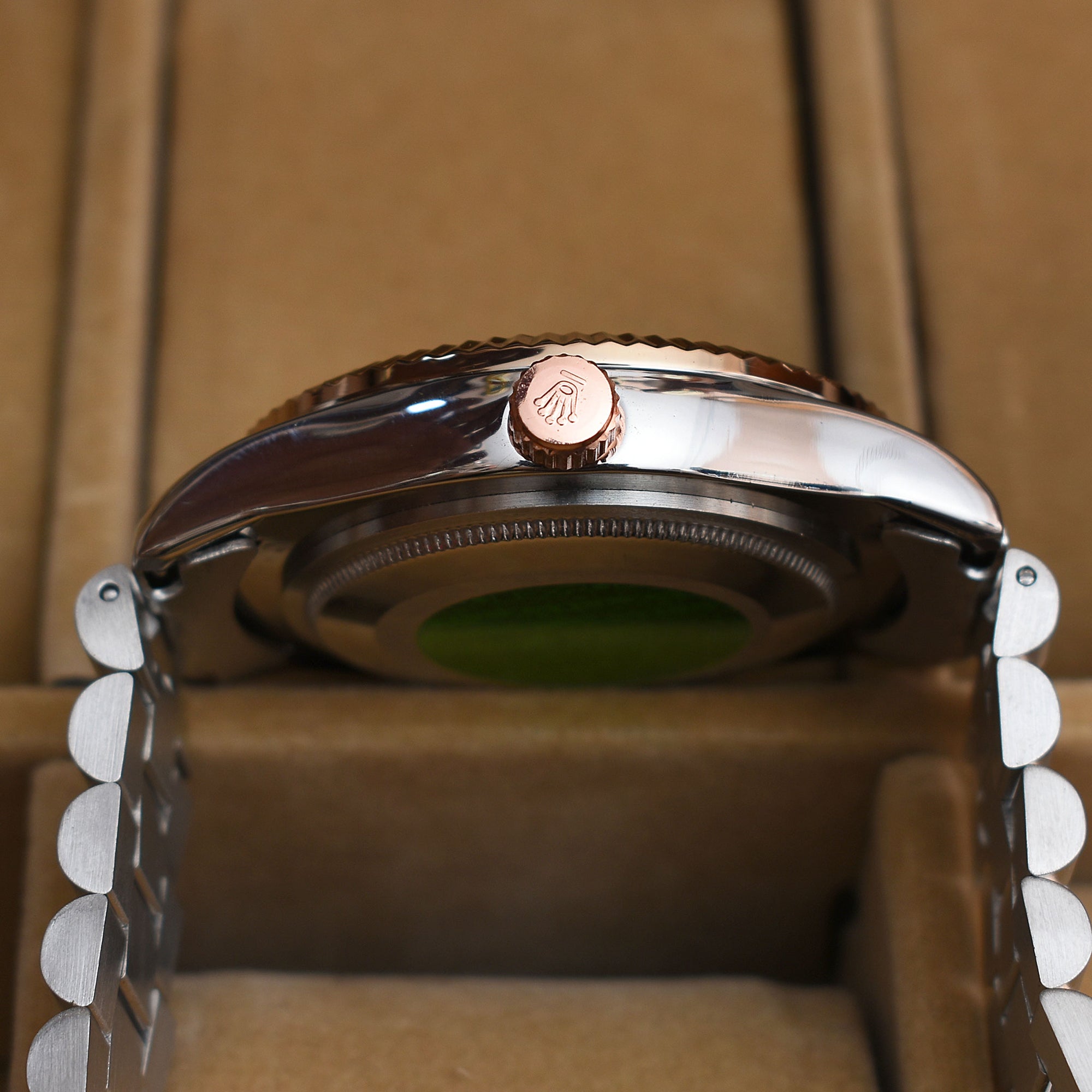 Brevick Rolex Silver & Copper Day & Date