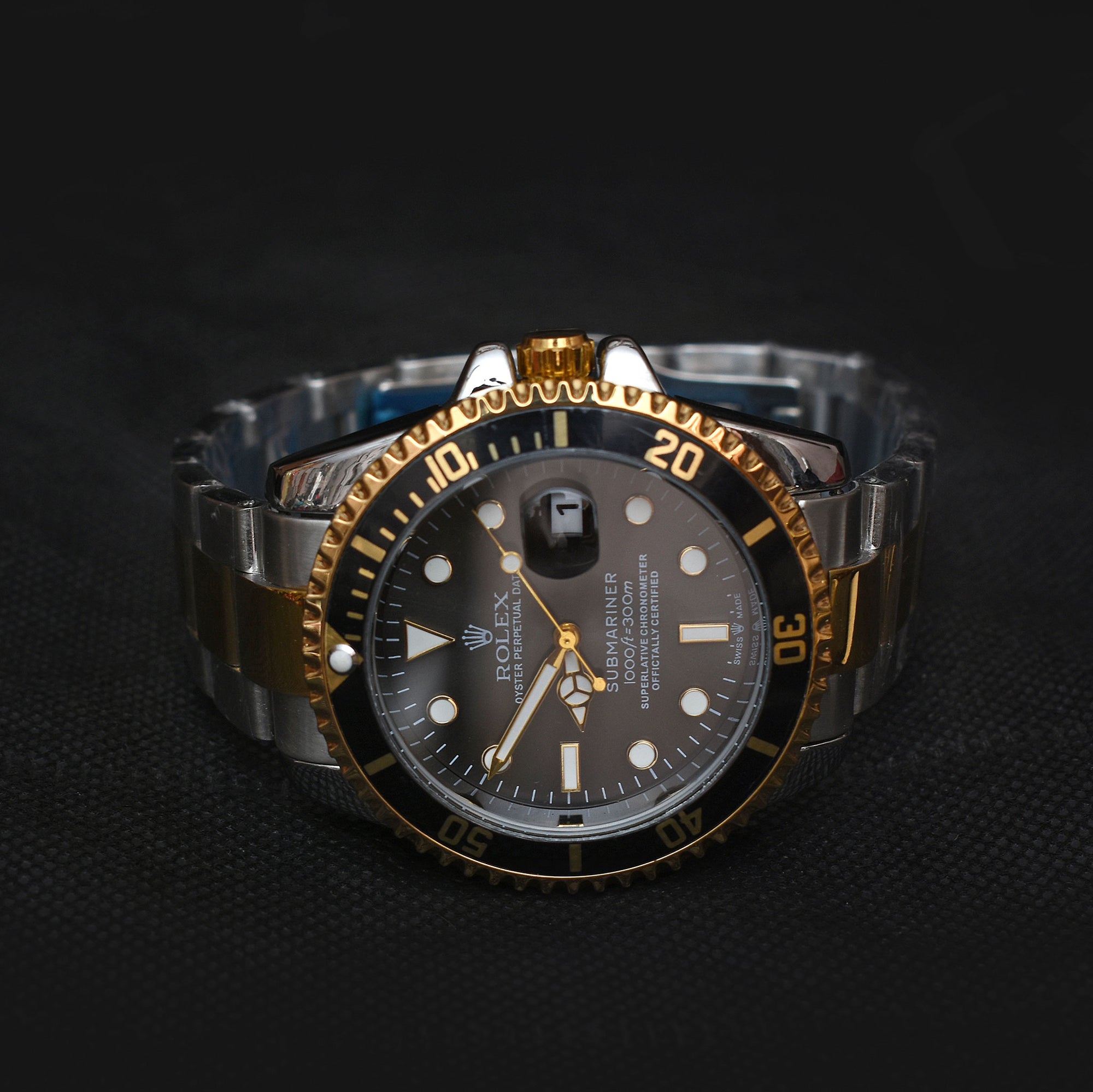 Rolex Submariner Gold & Black Semi-Automatic Watch