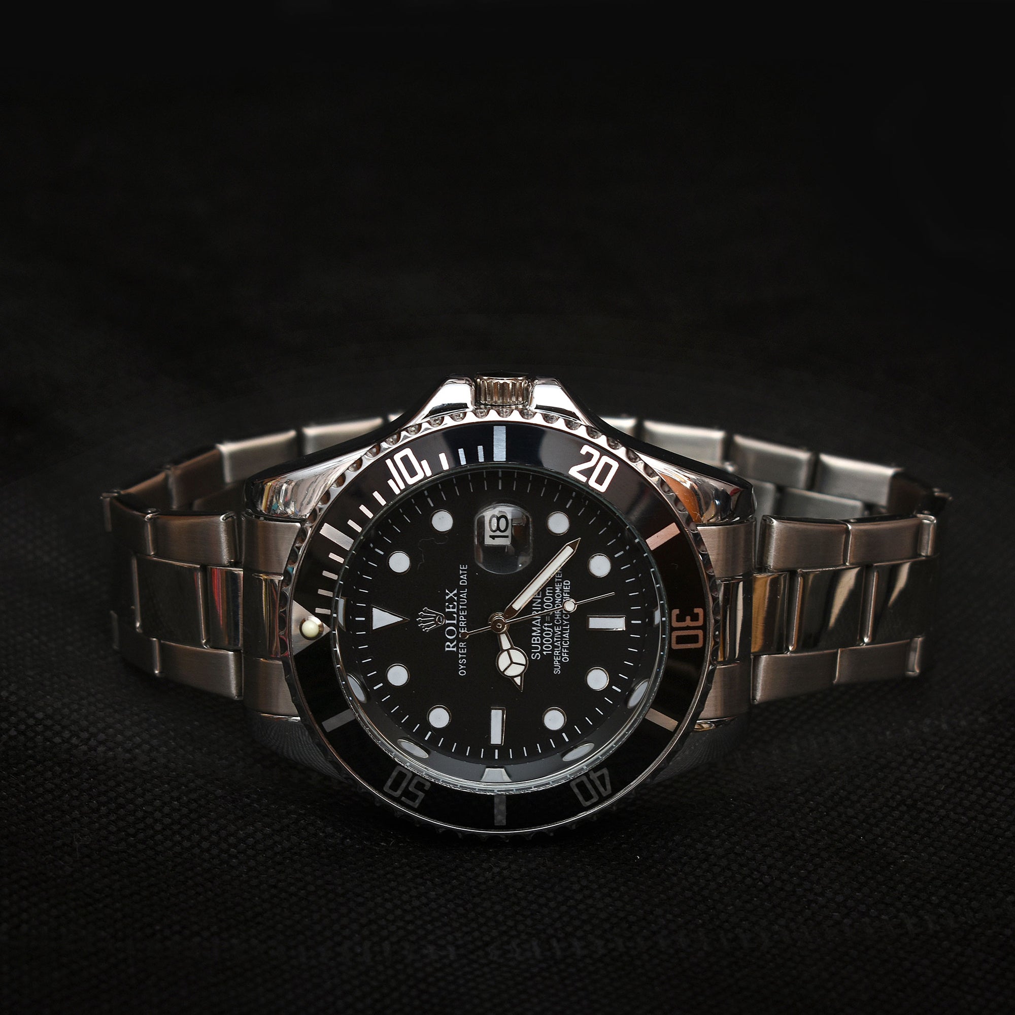 Rolex Submariner Silver & Black Tone Dial Watch