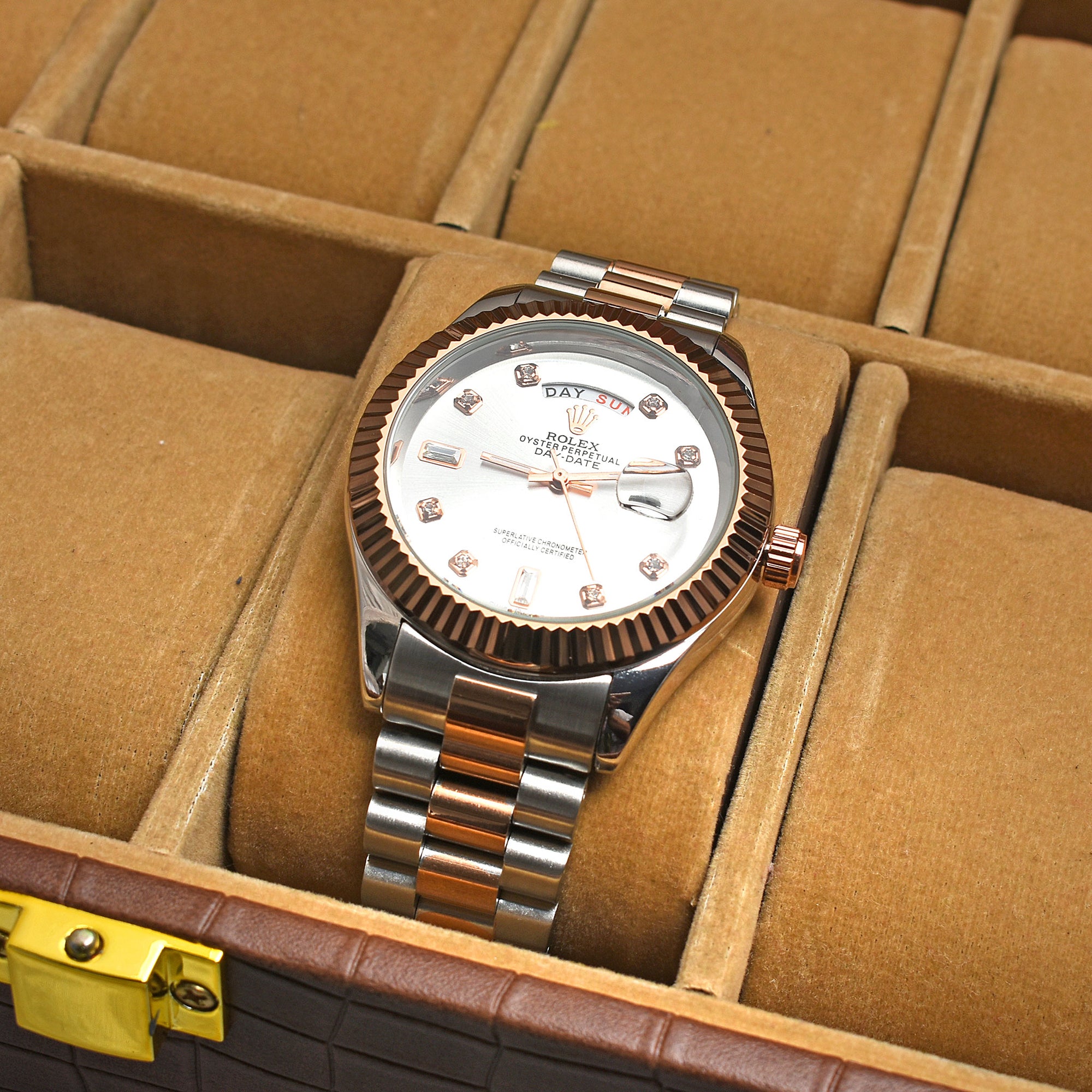 Brevick Rolex White & Copper Day & Date