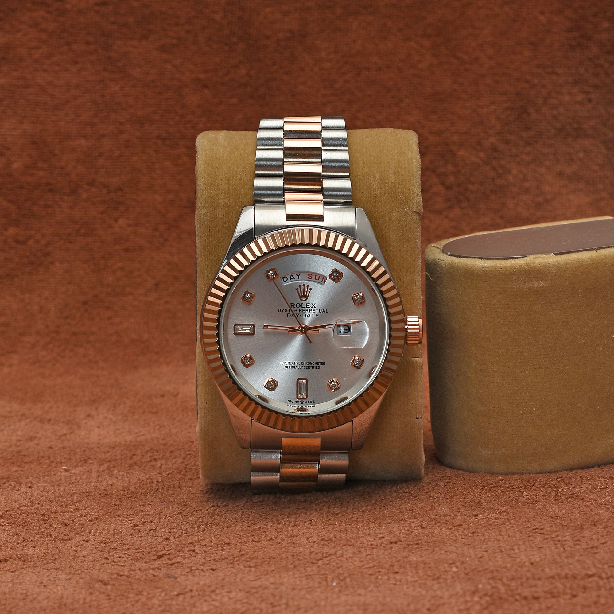 Brevick Rolex White & Copper Day & Date