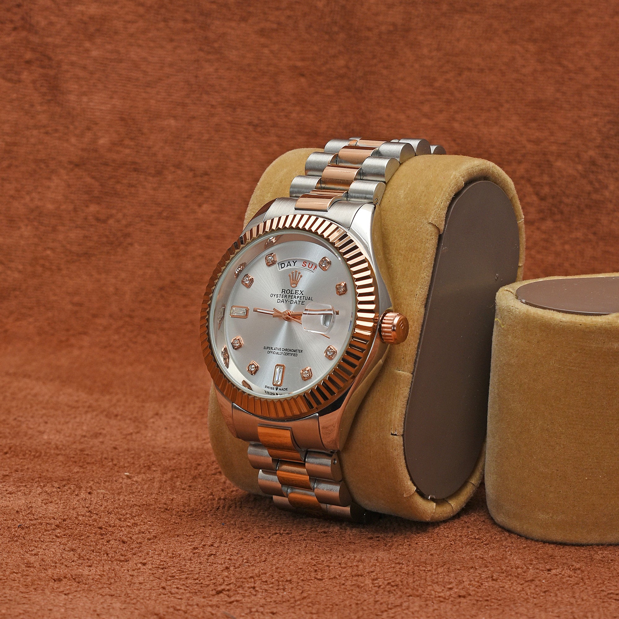 Brevick Rolex White & Copper Day & Date