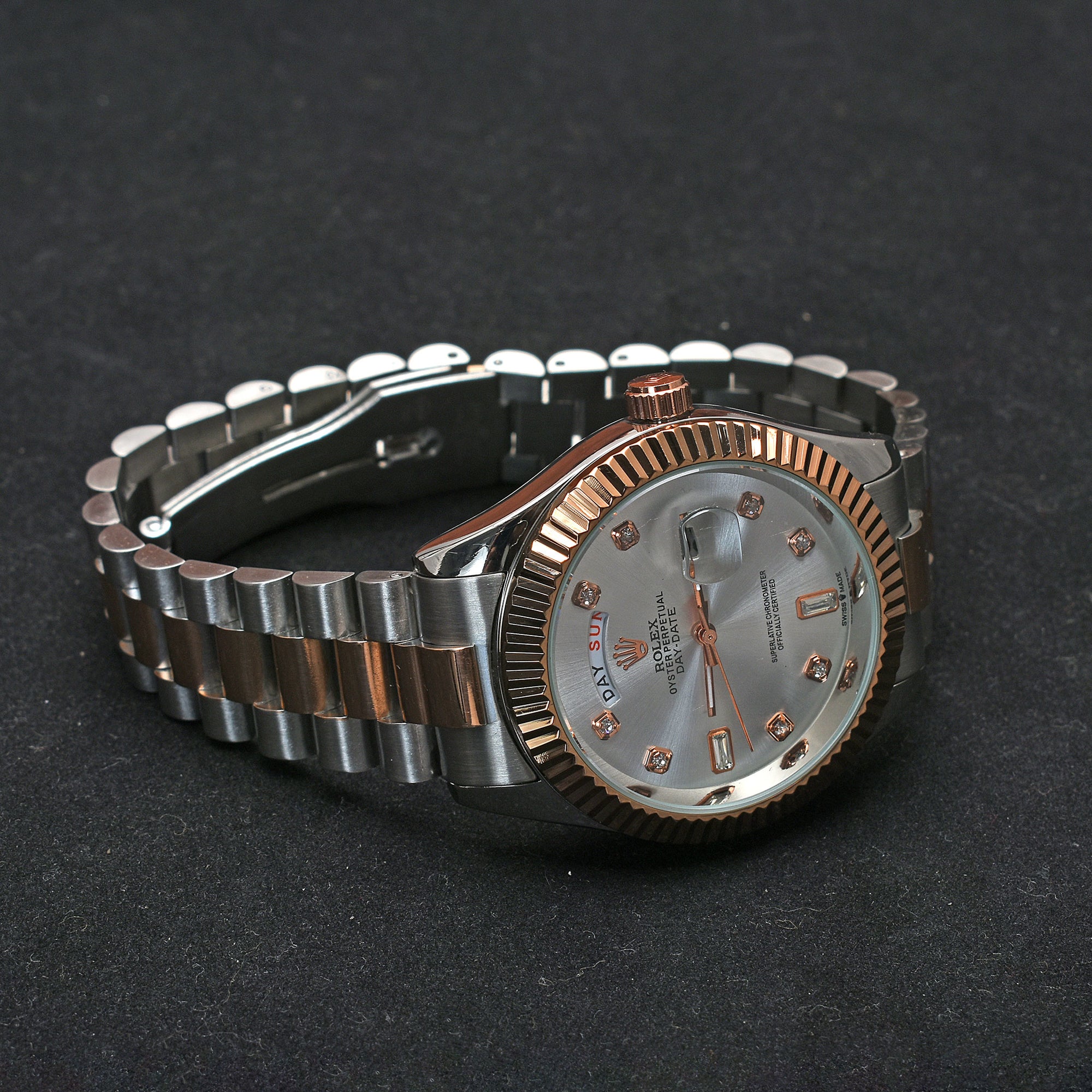 Brevick Rolex White & Copper Day & Date