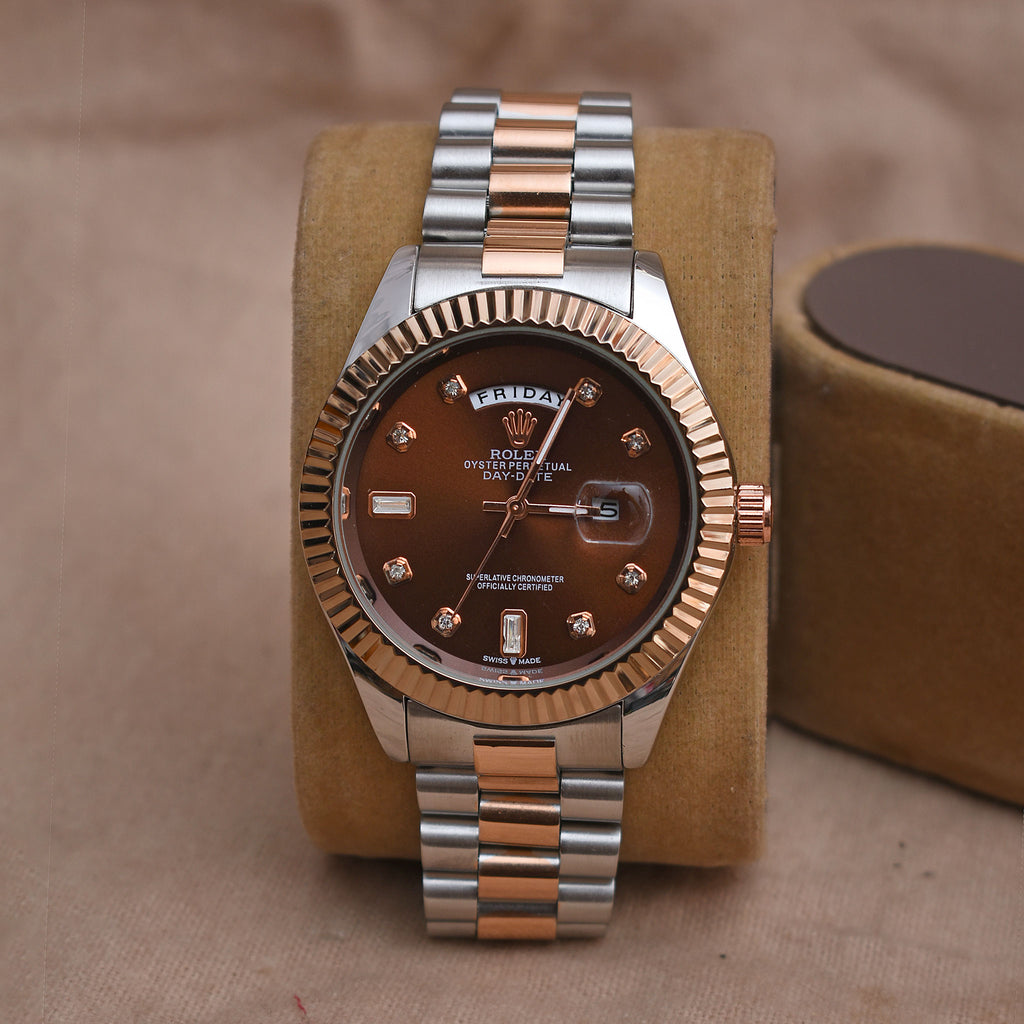 Brevick Rolex Silver & Copper Day & Date
