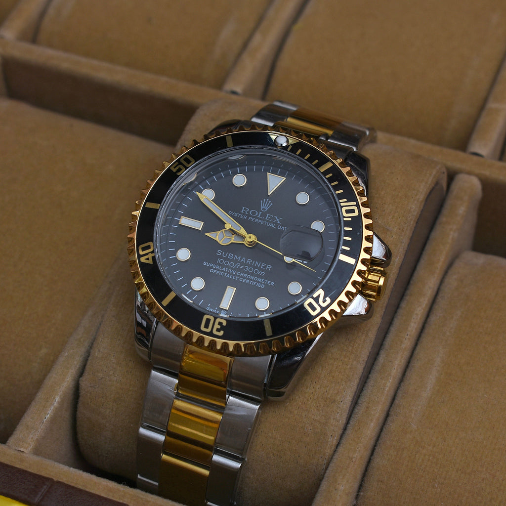 Rolex Submariner Gold & Black Semi-Automatic Watch