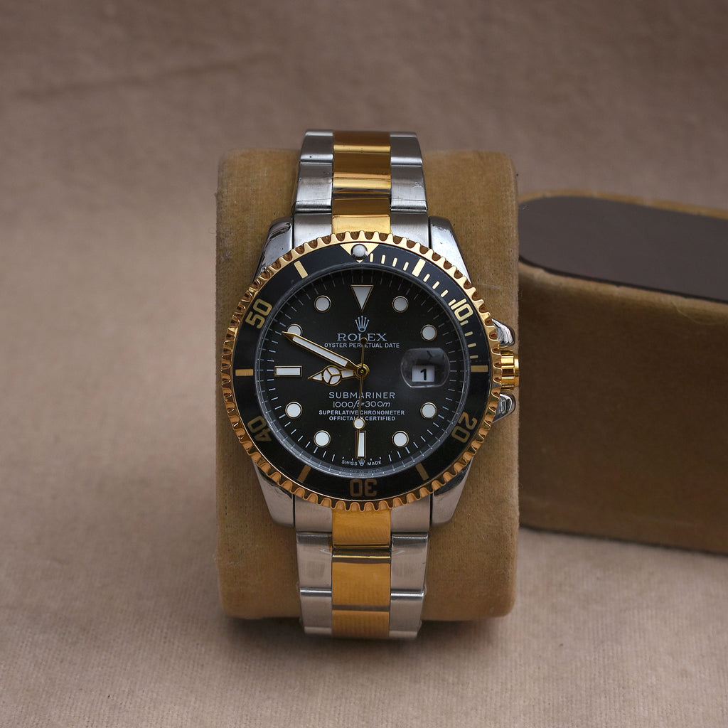 Rolex Submariner Gold & Black Semi-Automatic Watch