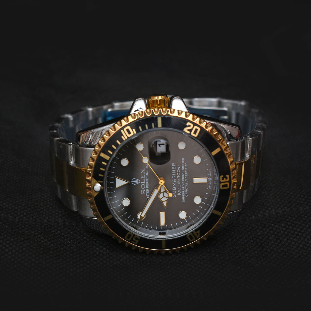 Rolex Submariner Gold & Black Semi-Automatic Watch