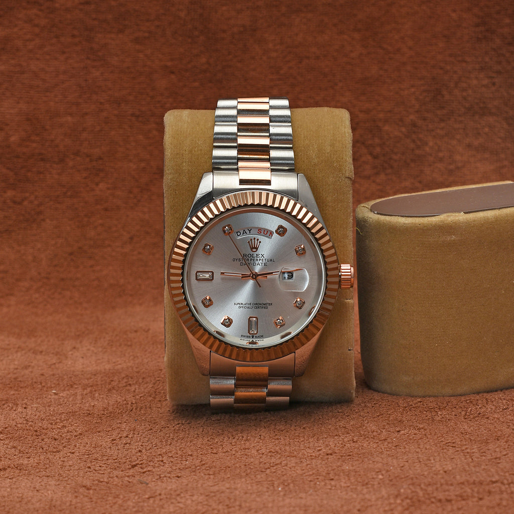 Brevick Rolex White & Copper Day & Date